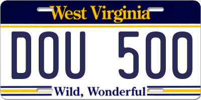 WV license plate DOU500