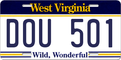 WV license plate DOU501