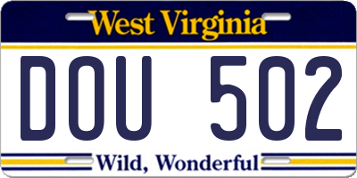 WV license plate DOU502