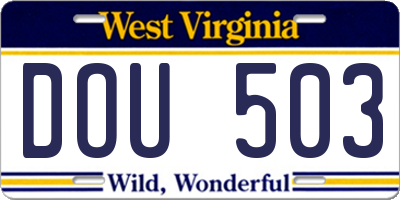 WV license plate DOU503