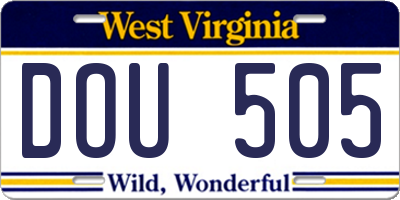 WV license plate DOU505