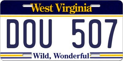 WV license plate DOU507