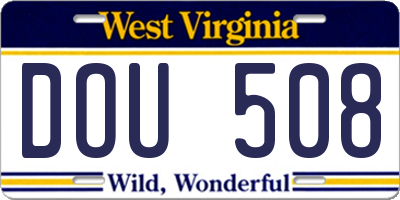 WV license plate DOU508