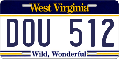 WV license plate DOU512