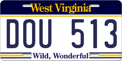 WV license plate DOU513