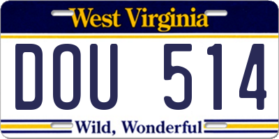 WV license plate DOU514