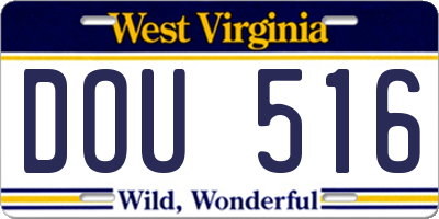 WV license plate DOU516