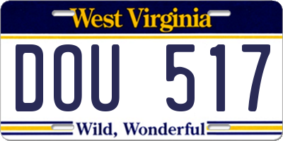 WV license plate DOU517