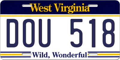 WV license plate DOU518