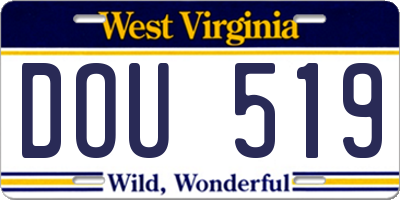 WV license plate DOU519
