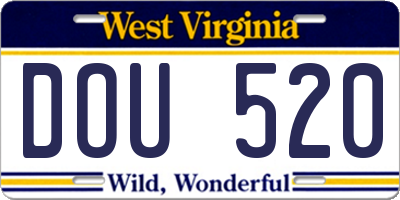 WV license plate DOU520