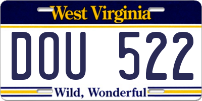 WV license plate DOU522