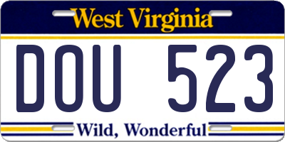 WV license plate DOU523