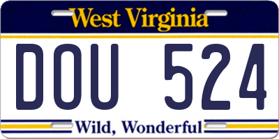 WV license plate DOU524