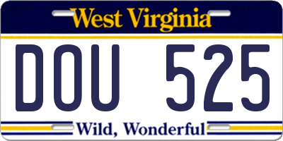 WV license plate DOU525