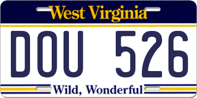 WV license plate DOU526
