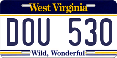 WV license plate DOU530