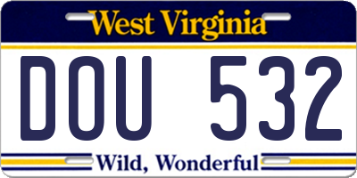 WV license plate DOU532
