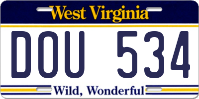 WV license plate DOU534