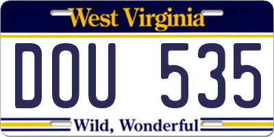 WV license plate DOU535