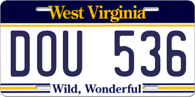 WV license plate DOU536