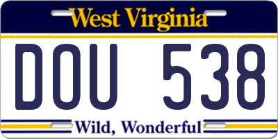 WV license plate DOU538