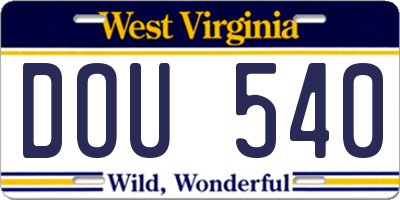 WV license plate DOU540