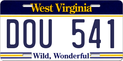 WV license plate DOU541
