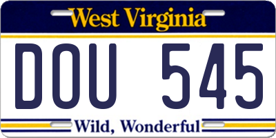 WV license plate DOU545