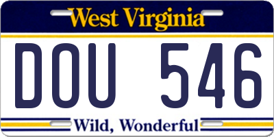 WV license plate DOU546