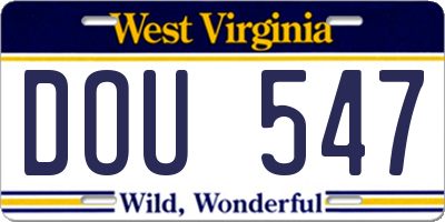 WV license plate DOU547