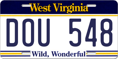 WV license plate DOU548