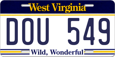 WV license plate DOU549