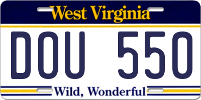 WV license plate DOU550