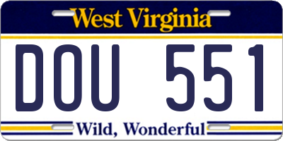 WV license plate DOU551