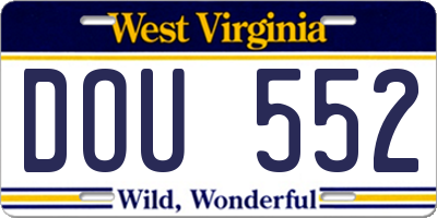 WV license plate DOU552