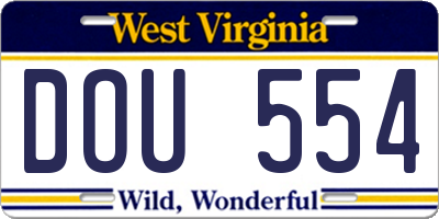 WV license plate DOU554