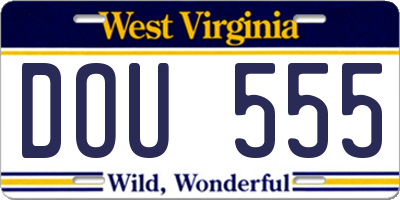 WV license plate DOU555