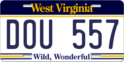 WV license plate DOU557