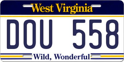 WV license plate DOU558
