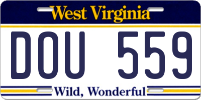 WV license plate DOU559