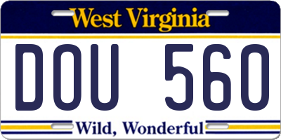 WV license plate DOU560