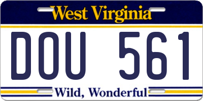 WV license plate DOU561