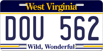 WV license plate DOU562