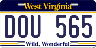 WV license plate DOU565
