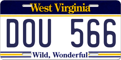 WV license plate DOU566