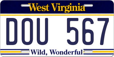 WV license plate DOU567