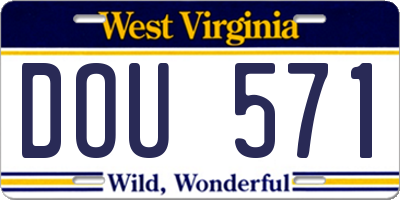 WV license plate DOU571