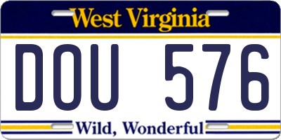 WV license plate DOU576