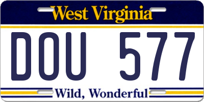 WV license plate DOU577
